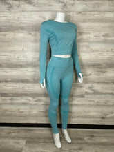 Load image into Gallery viewer, Teal Long sleeve￼ seamless set

